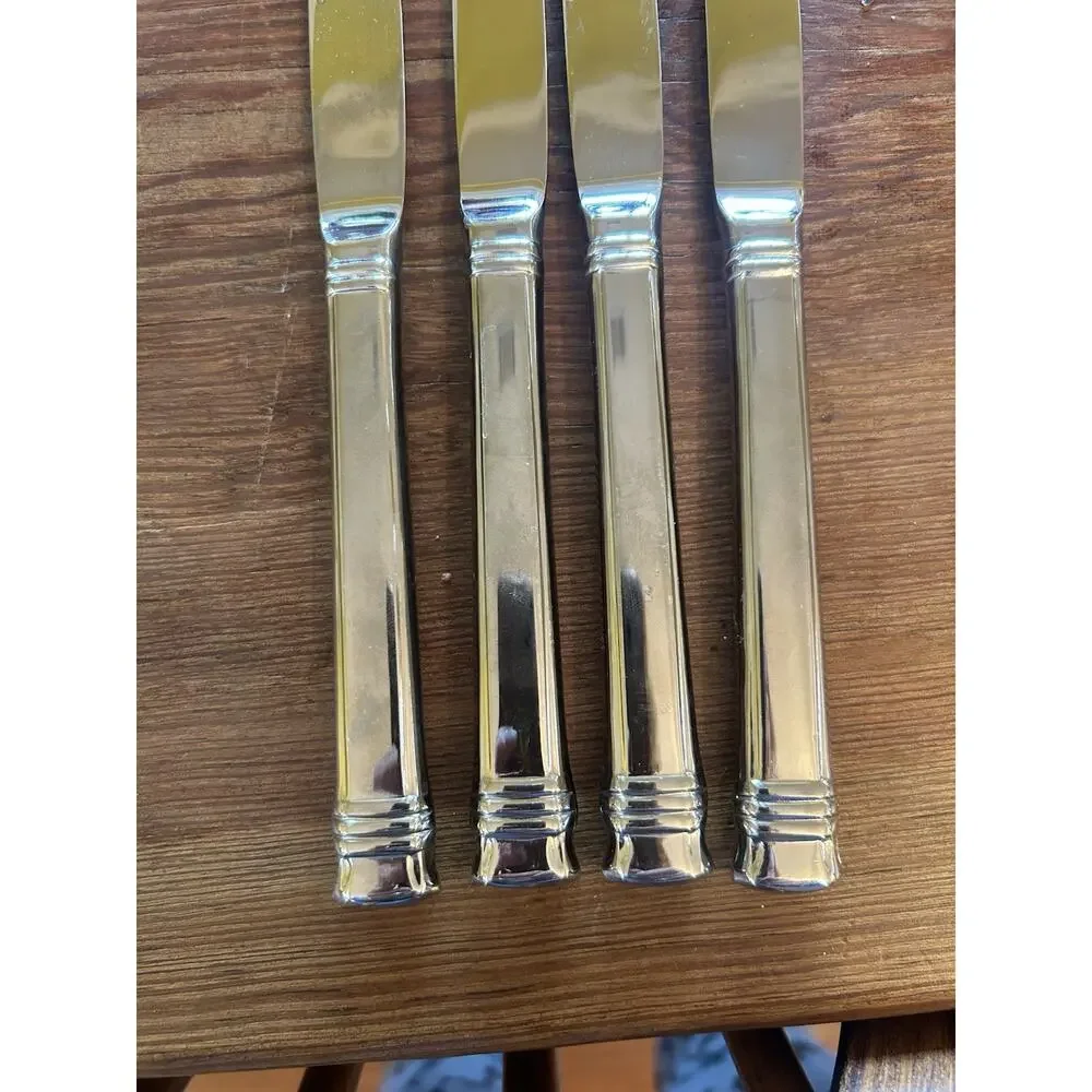 Wallace Zenith Frost‎ Glossy Steak Knife 9.5” Set of 4 heavy stainless steel EUC